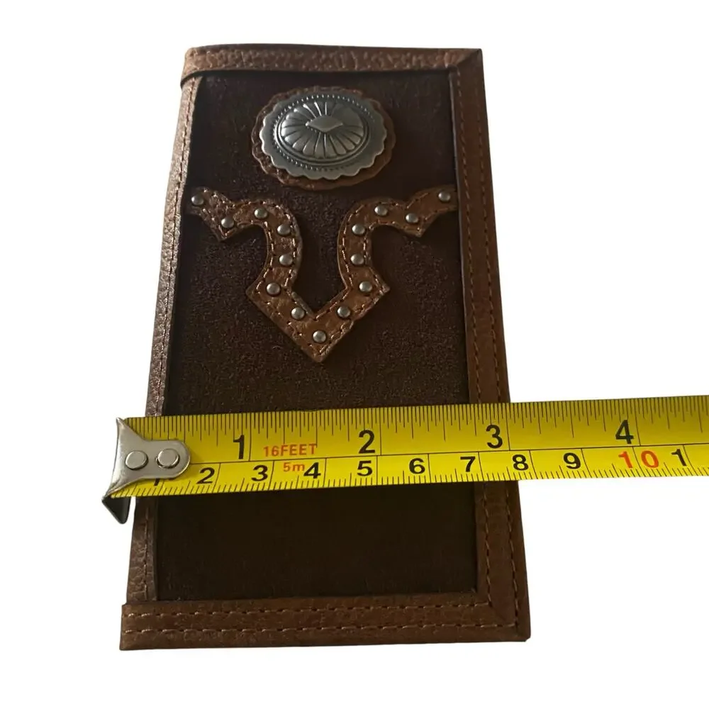 NWT Justin Jr. Rodeo Wallet Genuine Leather And Suede RFID (24010481W3) Studded